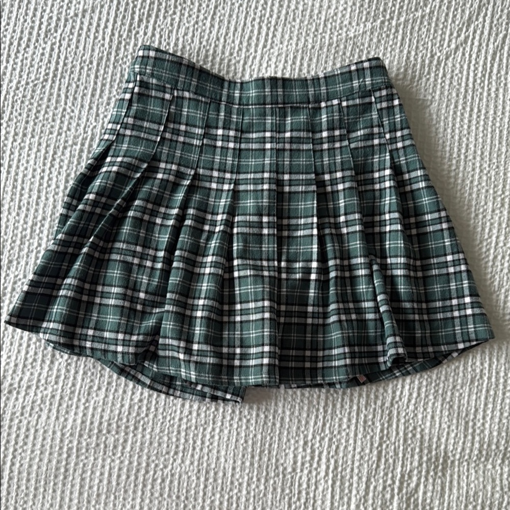Hollister Ultra High-Rise Plaid Green Skirt